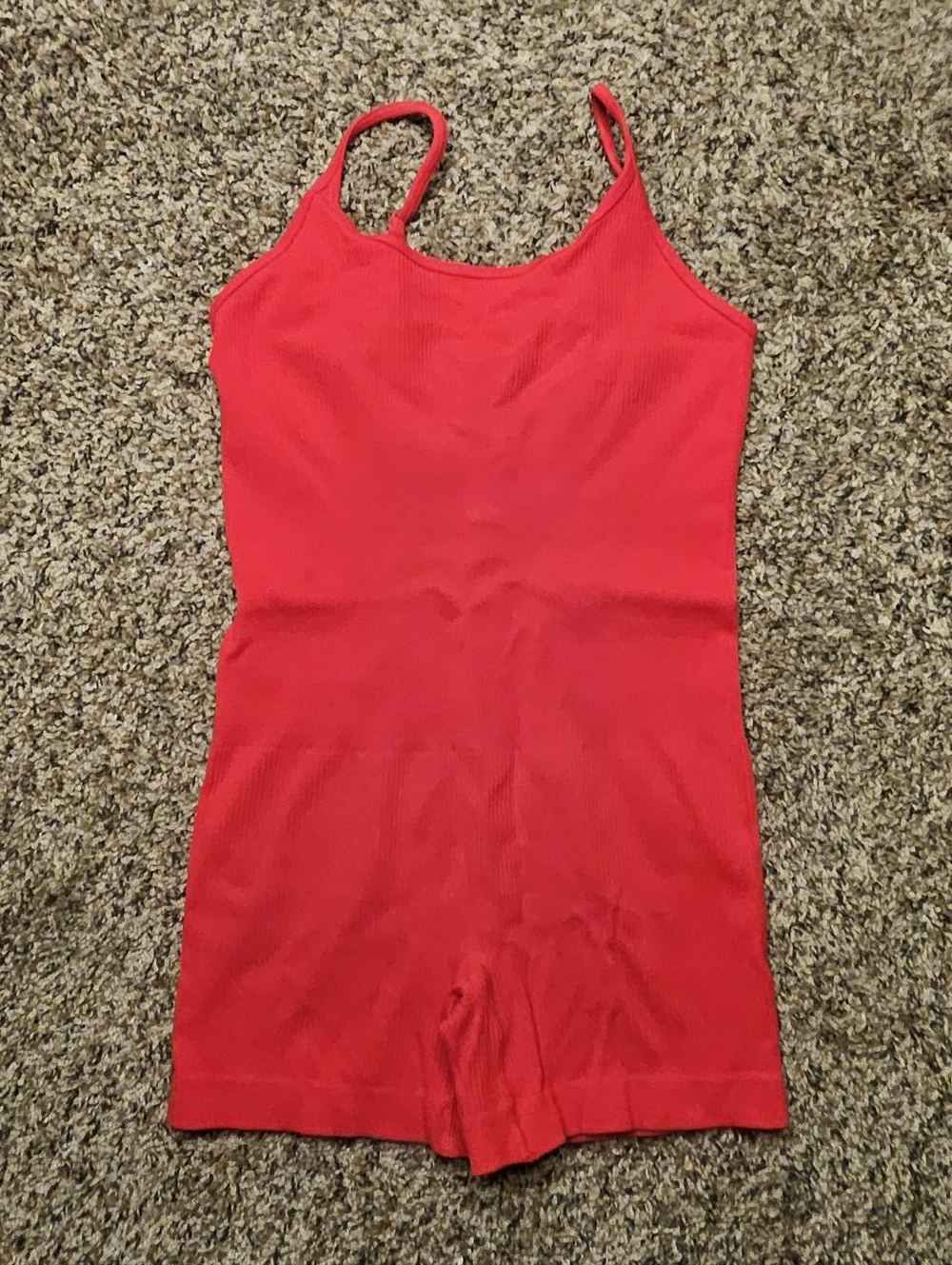 Red Ribbed Sleeveless Romper